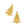 18k Gold Plated 304 Stainless Steel 18x27mm Christmas Tree Charm Component with 5mm Jump Ring - 2 per bag