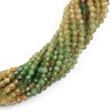 Multicolor Green Garnet 3mm Faceted Round Beads - 15 inch strand