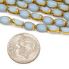 Glass Crystal 4x6mm Opaque Light Lakeside Blue Faceted Oval Beads with Gold Edges - 16 inch strand