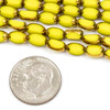 Glass Crystal 4x6mm Opaque Lemon Yellow Faceted Oval Beads with Gold Edges - 16 inch strand