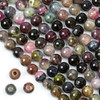 Large Hole Rainbow Tourmaline 8mm Round Beads with 2.5mm Drilled Hole - approx. 8 inch strand