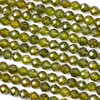 Cubic Zirconia 4mm Dark Moss Green Faceted Round Beads - 15 inch strand