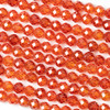 Cubic Zirconia 4mm Orange Faceted Round Beads - 15 inch strand