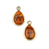 Orange Impression Jasper 12x19.5mm Teardrop Drops with Gold Plated Brass Bezel - 2 per bag