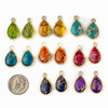 Cherry Tree Beads Impression Jasper 12x19.5mm Teardrop Drops with Gold Plated Brass Bezel - 2 per bag 