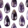 Amethyst 20x40mm top front drilled teardrop pendant, a natural gemstone pendant with a smooth, polished surface and deep purple hues, available as one piece per bag.