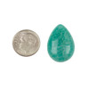 Natural gemstone Amazonite teardrop pendant next to a dime for size reference, sold by Cherry Tree Beads.