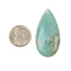 Single multicolor Amazonite 20x40mm natural gemstone teardrop pendant next to a dime for scale, sold by Cherry Tree Beads.