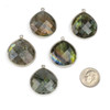 Cherry Tree Beads Blue Labradorite approx. 26x30mm Almond/Teardrop Drop with Silver Plated Brass Bezel - 1 per bag 