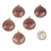 Cherry Tree Beads Strawberry Quartz approx. 26x30mm Almond/Teardrop Drop with Gold Plated Brass Bezel - 1 per bag 