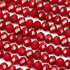 Crystal 6x8mm Opaque Red Faceted Rondelle Beads - Approx. 15.5 inch strand