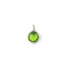 Green Quartz approximately 7x10mm Faceted Coin Drop Drop with Sterling Silver Bezel - 1 piece