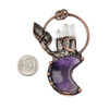 Electroformed copper pendant with amethyst moon, quartz points, and leaf accents, 48x68mm, 1 per bag.