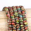 Cherry Tree Beads Dyed Fiesta Rainbow Impression Jasper 5x8mm Rondelle Beads - color #06 on a 15-inch strand featuring colorful dyed gemstone rondelle beads for jewelry making.