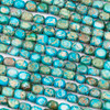 Dyed Turquoise Blue Impression Jasper 5x7mm Drum Beads - color #12, 15 inch strand