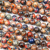 Dyed Orange and Dark Blue Impression Jasper 8mm Round Beads - color #28, 15 inch strand