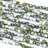 Crystal 3x4mm Green Rainbow Kissed Opaque Light Gray Rondelle Beads - Approx. 15.5 inch strand