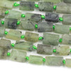Matte Prehnite approx. 10x14mm Faceted Tube Beads - 17 inch knotted strand