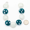Handmade Lampwork Glass 20mm Matte Teal Coin Beads with White Dots alternating with 20mm White Swirled Coins