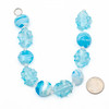 Handmade Lampwork Glass 16mm Aqua Blue and White Swirled Coin Beads alternating with 17x20mm Aqua Oval Twists
