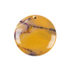 Yellow Mookaite 40mm Top Front to Back Drilled Coin Pendant with a Flat Back - 1 per bag