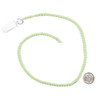 Glow-in-the-Dark Glass Round Beads - 4mm, Light Green #11, 15 inch strand, neatly arranged with a dime for size reference, perfect for jewelry making and crafts featuring luminous beads that glow in the dark.