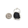 Black Tourmaline approx. 16x38-18x34mm Pendant with Silver Foil Edges, Hoop, and Jump Rings - 1 per bag