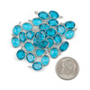 London Blue Quartz approximately 8x13mm Faceted Oval Drop with Sterling Silver Bezel - 1 piece