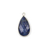 Lapis approximately 13x25mm Faceted Teardrop Drop with Sterling Silver Bezel - 1 piece