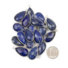Lapis approximately 13x25mm Faceted Teardrop Drop with Sterling Silver Bezel - 1 piece