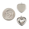 Silver 304 Stainless Steel 13x14mm Heart Charm with Clear Cubic Zirconia - 2 per bag