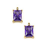 14k Gold Plated 304 Stainless Steel 8x12mm Faceted Table Cut Rectangle Violet Purple Cubic Zirconia Drop Charm - 2 per bag