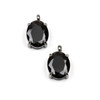 Cherry Tree Beads Silver 304 Stainless Steel 8x13mm Faceted Table Cut Oval Black Cubic Zirconia Drop Charm - 2 per bag 