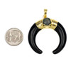 Black Obsidian & Labradorite 37mm Moon Pendant with Gold Plated Bail - 1 per bag