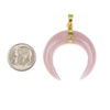 Rose Quartz 33mm Moon Pendant with Gold Plated Bail - 1 per bag