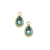 Cherry Tree Beads 14k Gold Plated 304 Stainless Steel 6x10mm Teardrop Charm with Aqua Cubic Zirconias - 2 per bag 