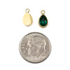 14k Gold Plated 304 Stainless Steel 6x10mm Teardrop Charm with Green Cubic Zirconias - 2 per bag