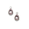 Silver 304 Stainless Steel 6x10mm Teardrop Charm with Pink Cubic Zirconias - 2 per bag