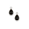 Silver 304 Stainless Steel 6x10mm Teardrop Charm with Black Cubic Zirconias - 2 per bag