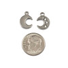 Silver 304 Stainless Steel 10x14mm Crescent Moon Charm with Clear Cubic Zirconias - 2 per bag