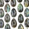 Labradorite 18x30mm Top Front Drilled Faceted Teardrop Pendant  with a Flat Back - 1 per bag