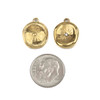 14k Gold Plated 304 Stainless Steel 13x16mm Irregular Coin Charm with Clear Cubic Zirconia - 2 per bag