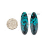 Blue Opalized Wood 12x36mm Top Drilled Oval Pendant Pair - 2 pieces
