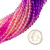 Crystal 3.5x4mm Pink & Purple Ombre Faceted Rondelle Beads - 16 inch strand