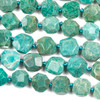 Amazonite approx. 18mm Faceted Irregular Puff Coin Beads - 17 inch knotted strand