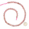 Rose Quartz 8mm faceted round natural gemstone beads with an AB finish, elegantly strung on a 15-inch strand.