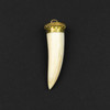 Cherry Tree Beads 22x72mm bone horn-shaped pendant with decorative brass cap, 1 piece per bag.