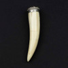 Bone approx. 22x88mm Horn Shaped Pendant with Silver Plated Brass Cap - 1 per bag