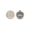 Silver 304 Stainless Steel 17x19mm Evil Eye Coin Charms - 2 per bag