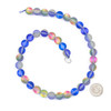 Mermaid Glass or Imitation Glass Moonstone 10mm Matte Blue Rainbow Round Beads - 15 inch strand